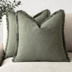 Foindtower Set of 2 Decorative Linen Fringe Throw Pillow Covers Cozy Boho by Foindtower