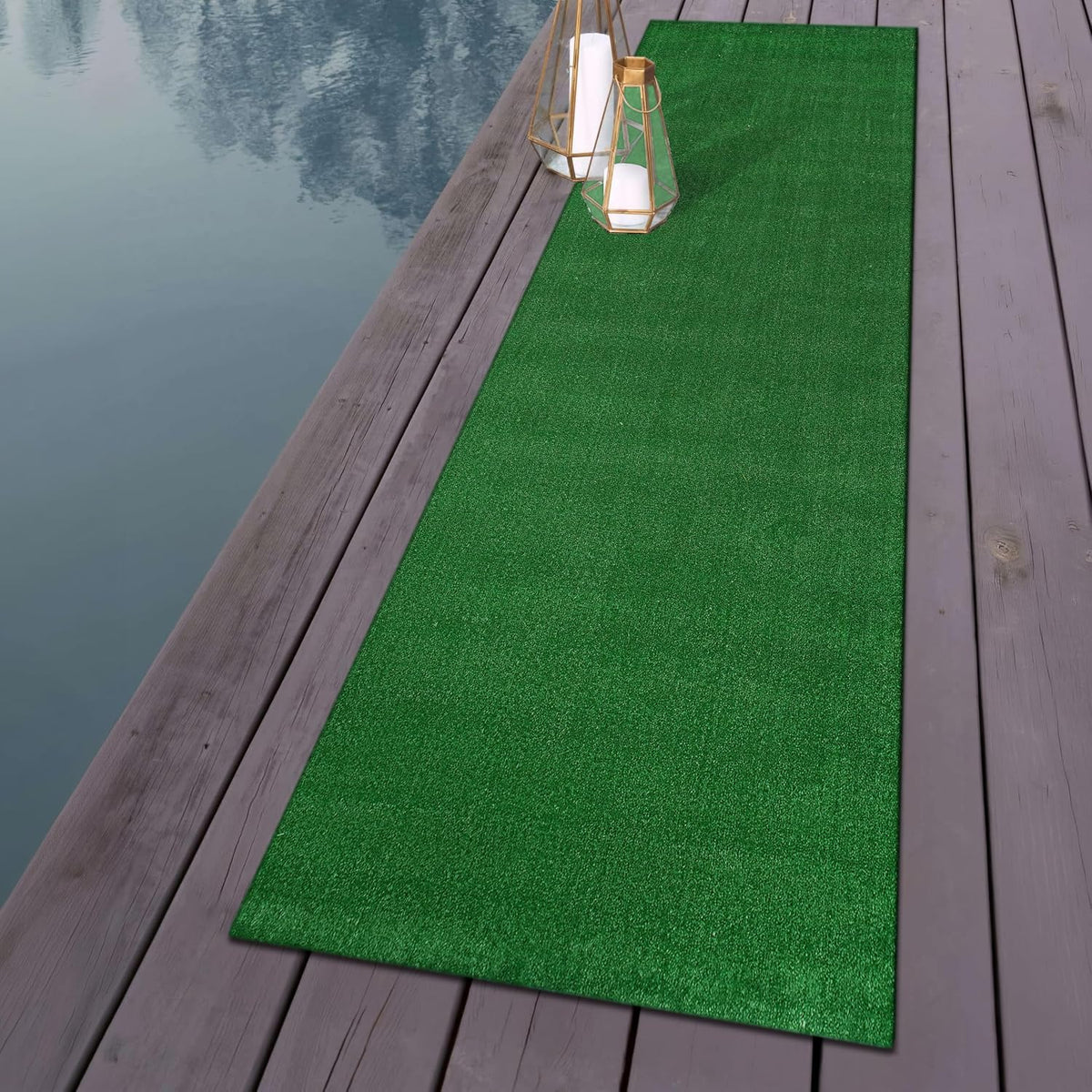 rugshop turf patio deck outdoor indoor runner rug, front angle view