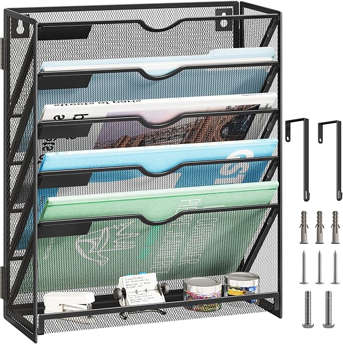 Lavatino 6-Tier Hanging File Organizer, Wall Mount File Holder - Image 7