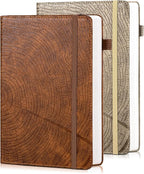 CAGIE Lined Journal for Men Women, Tree Growth Ring Leather Bound Journal by CAGIE