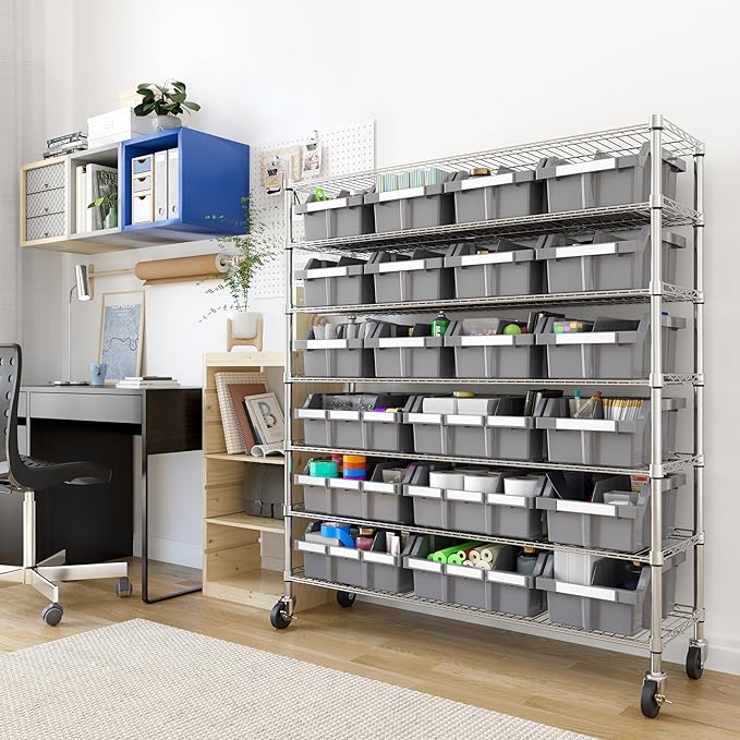 Seville Classics Heavy Duty NSF Bin Rack Solid Steel Wire Shelving Storage Unit - Image 3