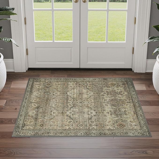 GENIMO 2x3 Area Rugs for Living Room, Machine Washable Non Slip Vintage Rugs - Image 3