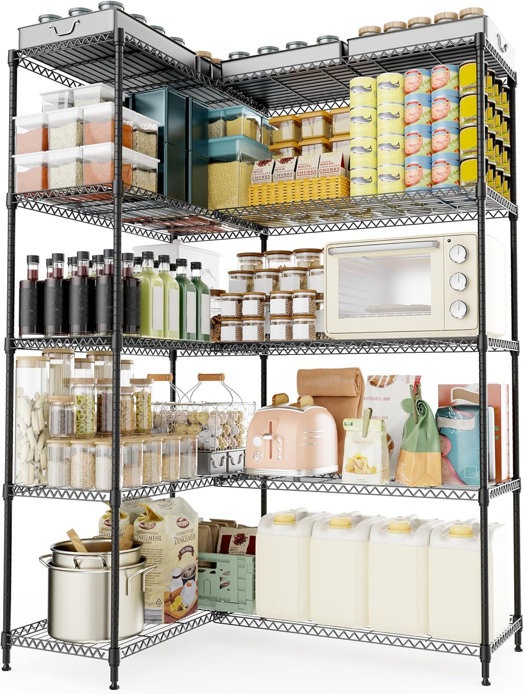 M MZG 5 Tiers Storage Shelves Load 1500LBS, Metal Shelving Wire Metal Shelving
