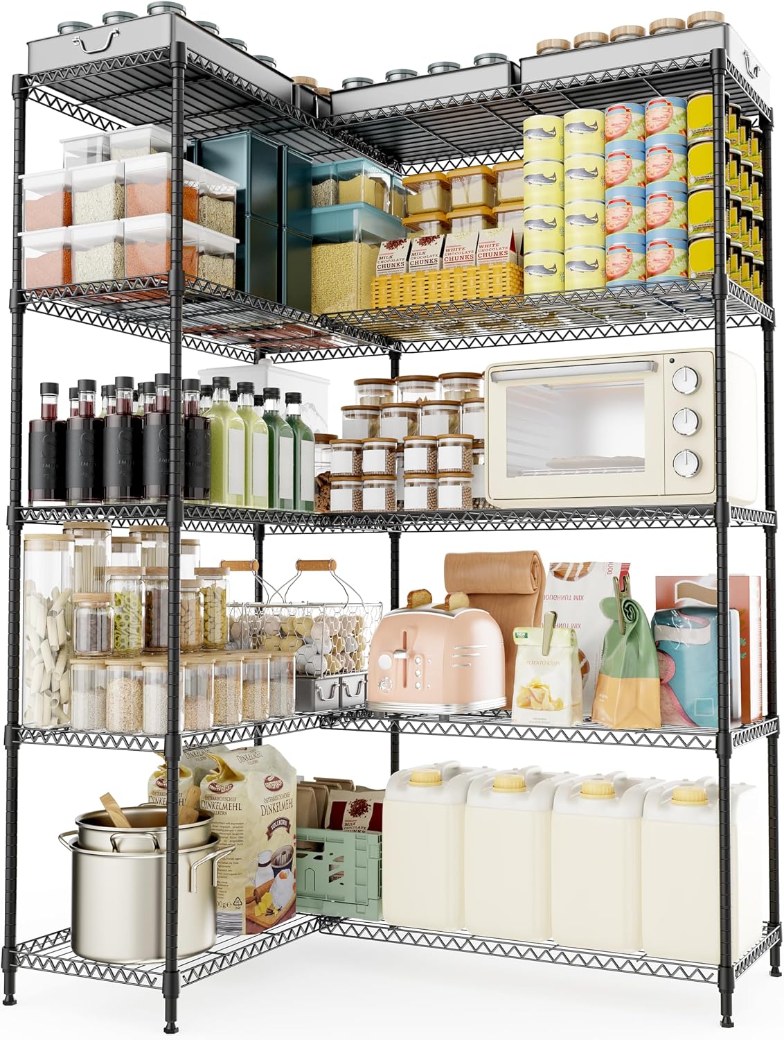 M MZG 5 Tiers Storage Shelves Load 1500LBS, Metal Shelving Wire Metal Shelving