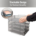 Mind Reader Stackable Paper Tray, Desktop Organizer, File Storage, Metal Mesh - Image 4