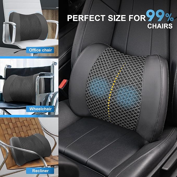 Lofty Aim Memory Foam Lumbar Cushion Provides Lower Back Pain Relief and - Image 8