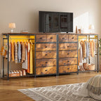 EnHomee 49.2" W Dresser with Hanging Rack & 6 Fabric Drawers – Wooden Top - Image 6