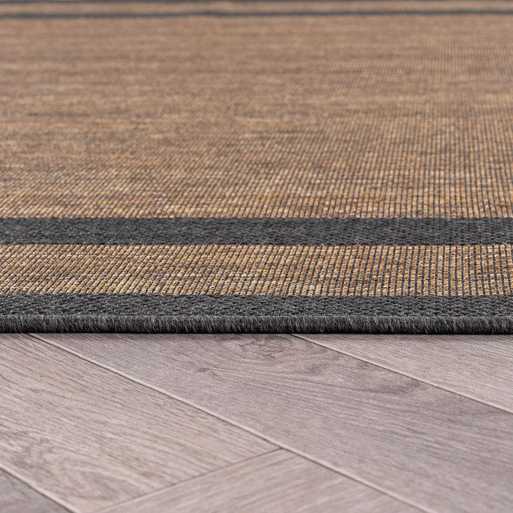 rugshop border jute-style indoor outdoor runner rug dark, side view