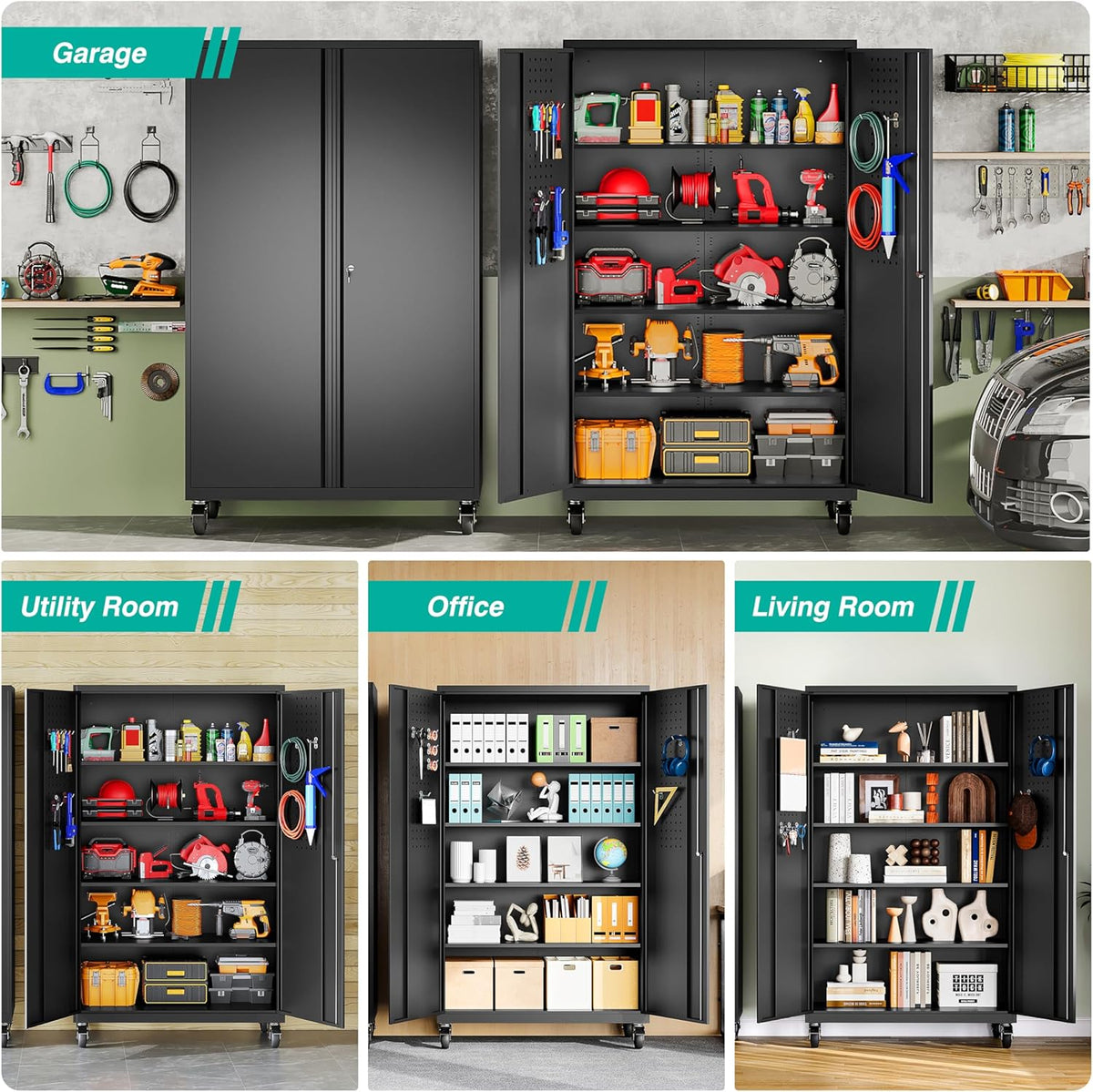 sisesol wide & deep metal storage cabinet with, package contents