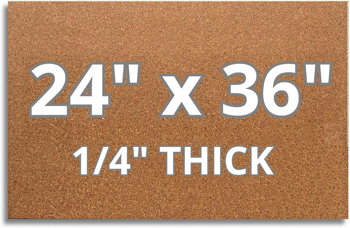 Manton Cork 24" x 36" x 1/4" Thick Cork Sheets (2-Pack) with A...
