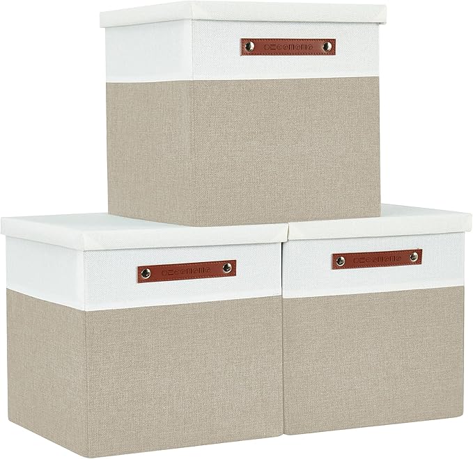 DECOMOMO Storage Basket with Lid, Storage Cubes with Handles, Fabric Box with by DECOMOMO