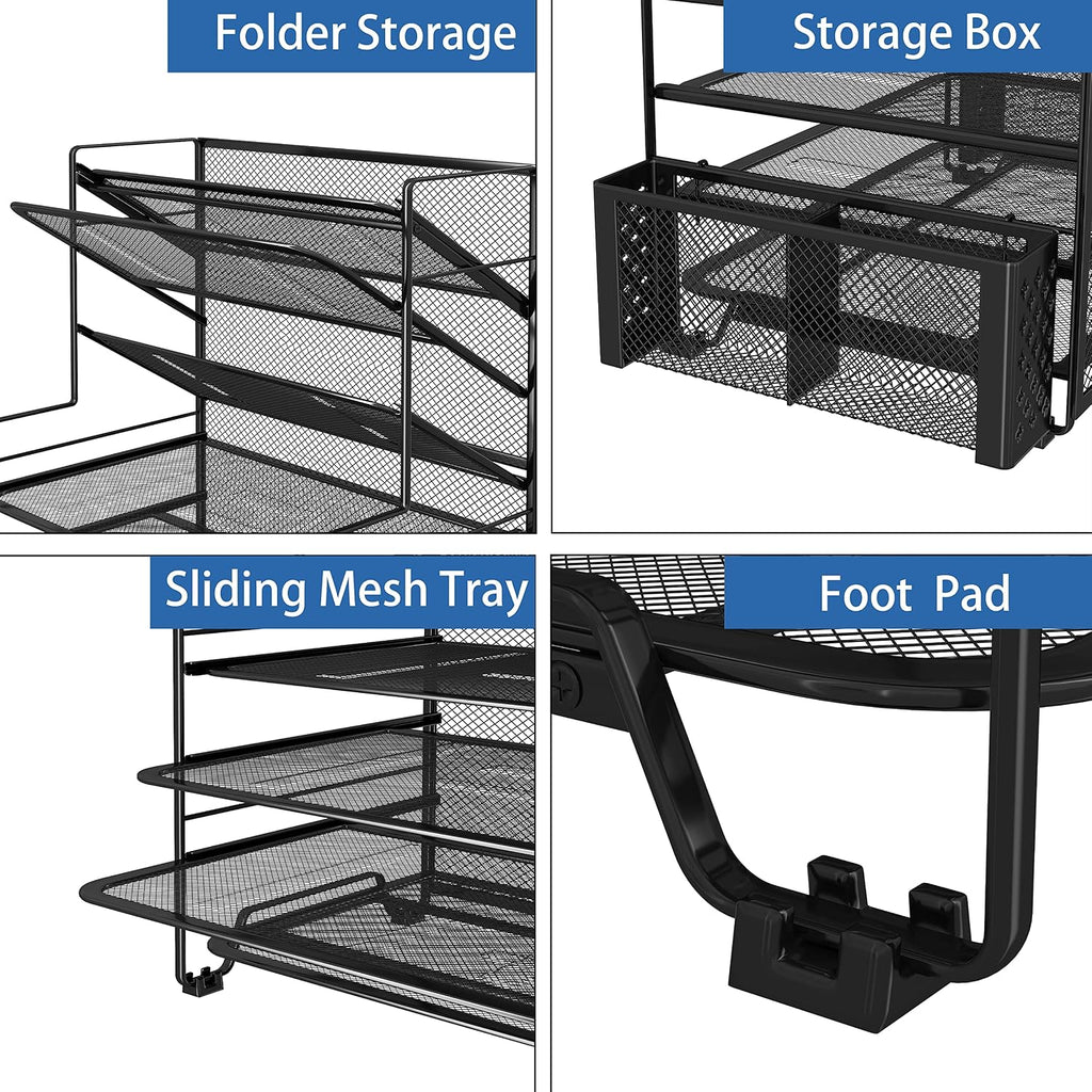 simple trending 7 tier desk file organizer, letter, close-up detail