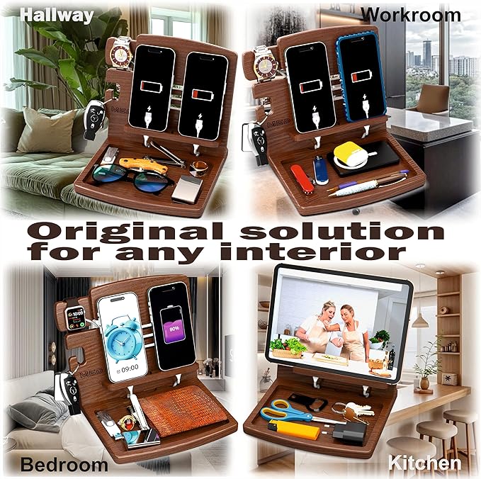 MED Wood Phone Docking Station – Nightstand Desk Organizer - Image 3