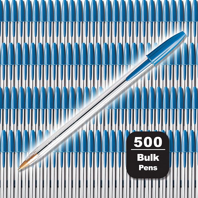 BIC Cristal Xtra Smooth Blue Ballpoint Pens, Medium Point, 500-Count Box by BIC