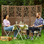 Room Divider Wood Carved Wall Divider Indoor Folding Portable Partition Screen - Image 9