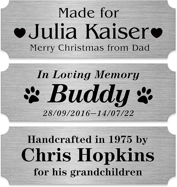 Personalized Name Plates, Stainless Steel Trophy Plates Engraved, Custom Name by Caramel