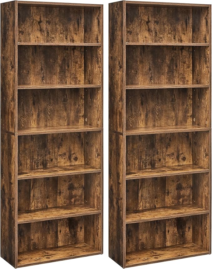 VASAGLE Set of 2 Bookshelves, 23.6 Inches Wide, 6-Tier Open Bookcases by VASAGLEbySONGMICSHOME