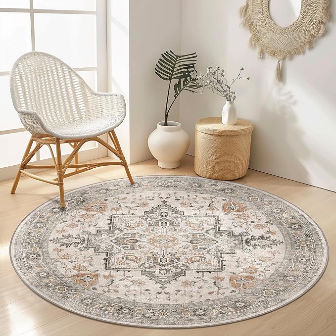 GENIMO 6FT Round Area Rugs for Living Room, Circle Rugs Machine Washable Low by GENIMO