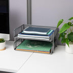 Mind Reader Stackable Paper Tray, Desktop Organizer, File Storage, Metal Mesh - Image 6
