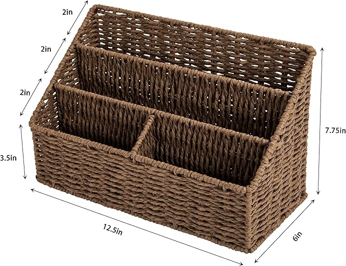 DINGTAI Woven Mail Organizer, Mail Organizer Countertop, Natural Tabletop Mail - Image 5