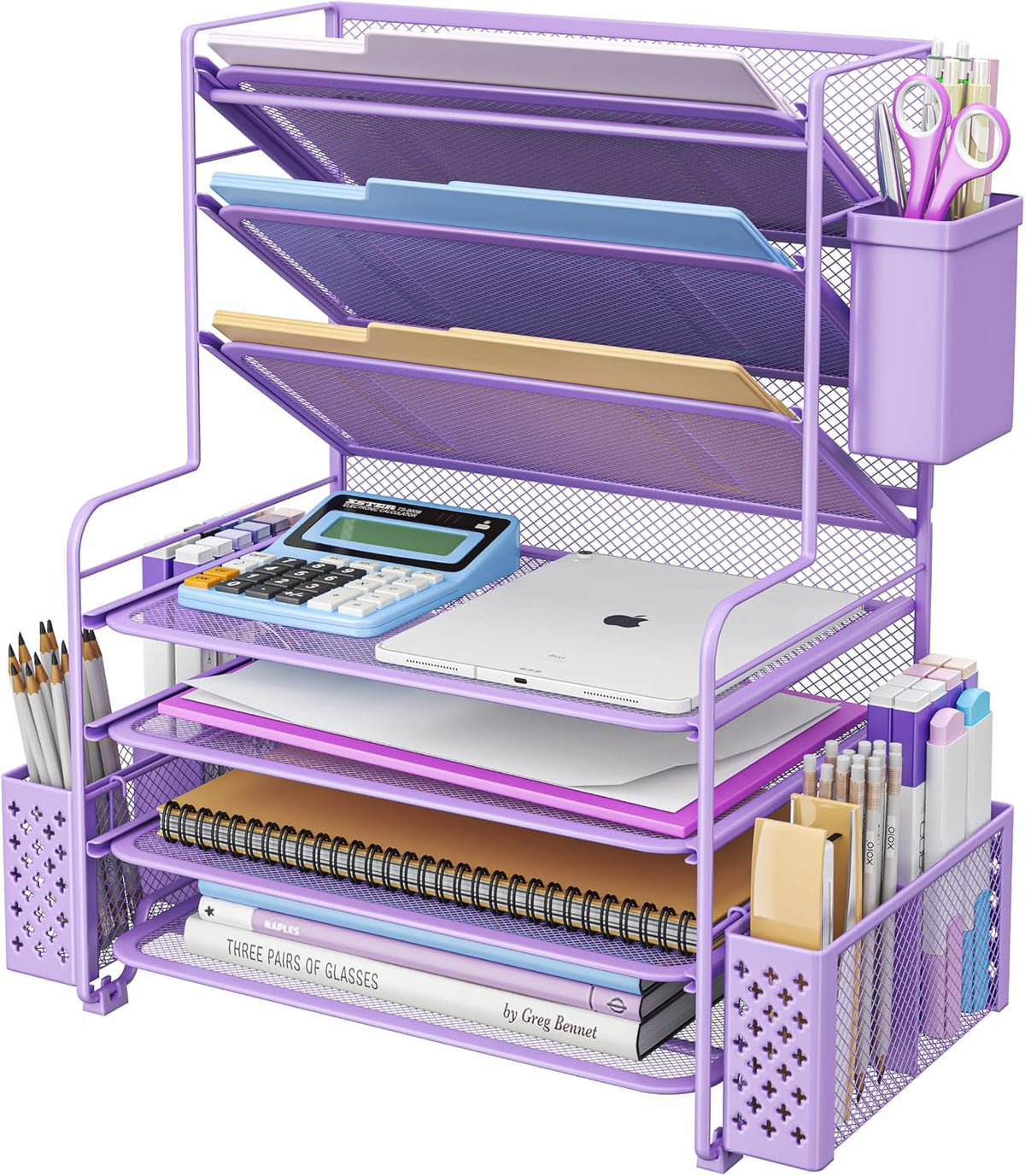 simple trending 7 tier desk file organizer, letter shown in use