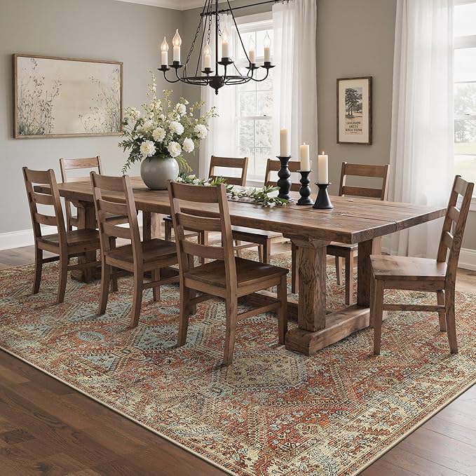 GENIMO 9x12 Area Rugs for Living Room, Machine Washable Non Slip Rugs, Low Pile - Image 3