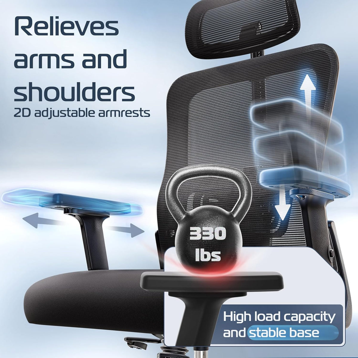 ergonomic office chair comfy [#1 in tests] showing dimensions