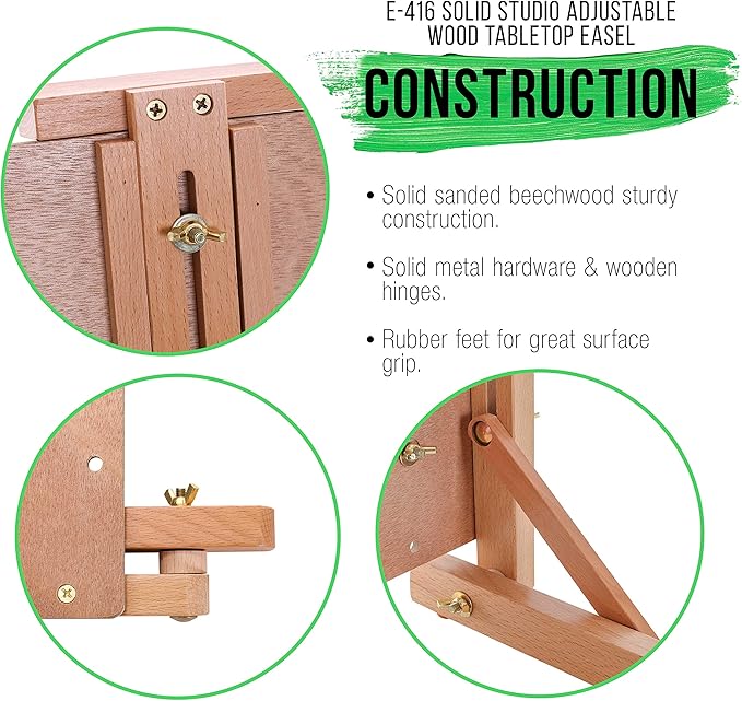 U.S. Art Supply Cancun Solid Wooden Tabletop Easel - Image 5