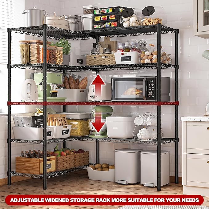 REIBII 5 Tier Wire Shelving Storage Shelves Loads 1430LBS - Image 5