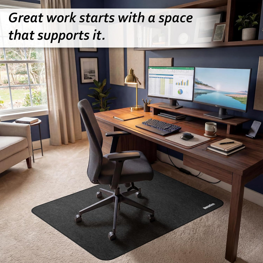 Chair Mat for Carpet, Multi-Surface Grip, Dark Gray, 48" x 36" | Curl & Crack Resistant Floor Protector for Office Desk Chair & Gaming Chair, Silent Rolling | 2-3X Thicker at 0.25"