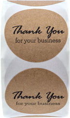 Brown Kraft Script Thank You for Your Business Stickers / 500 Crafter Packaging Gratitude Labels Roll/Small Business Appreciation Decals / 1.5" Round Appreciation Label/Made in The USA