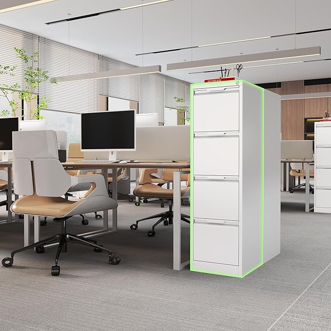 4-Drawer File Cabinet with Lock, Metal Vertical Filing Cabinets - Image 8