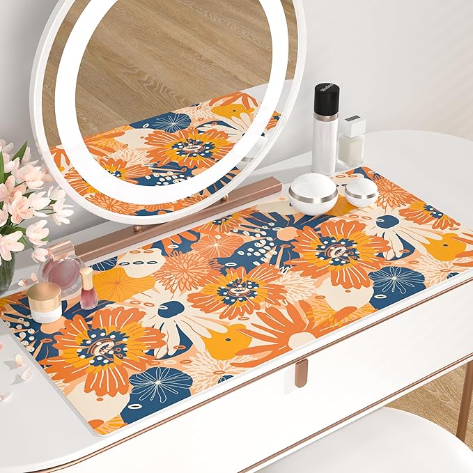 QIYI Large Desk Pad, Floral Mouse Pad Desktop Decor, Waterproof PU Leather Desk - Image 6