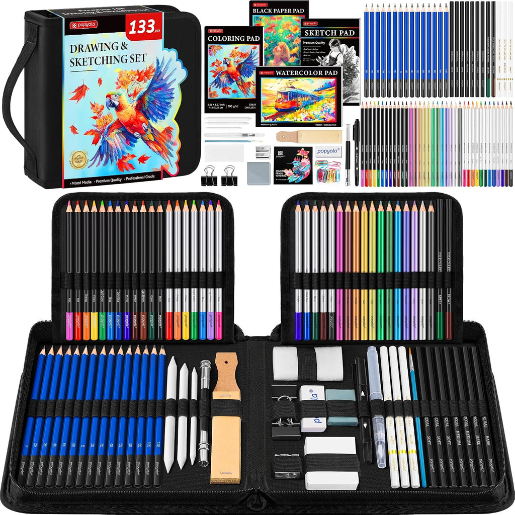 drawing set sketching kit, pro art supplies sketch, main product view