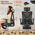 gabrylly ergonomic office chair with footrest, 135° reclining, close-up detail