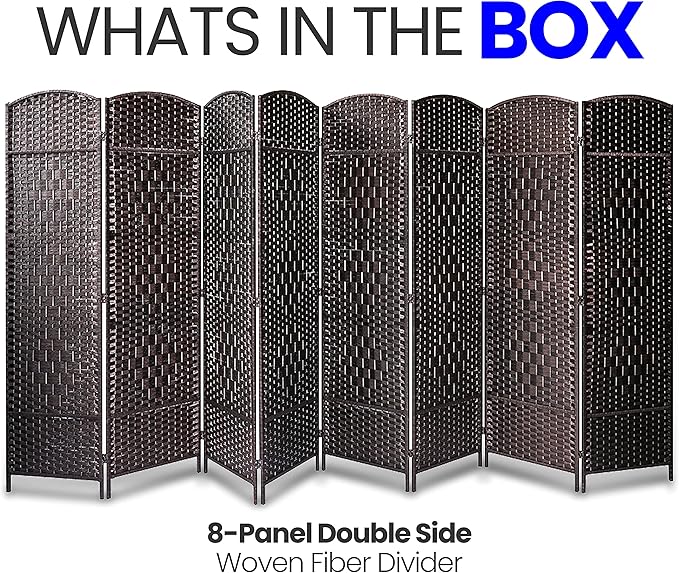 8 Panel Folding Privacy Screen 12ft Wide, 6ft Tall Partition Room Divider - Image 7