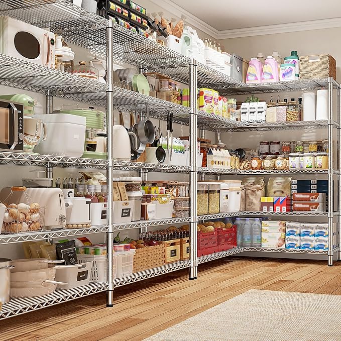 REIBII 69.8" W Storage Shelves 1510LBS Wire Shelving Unit 5 Tier Metal Shelving - Image 2