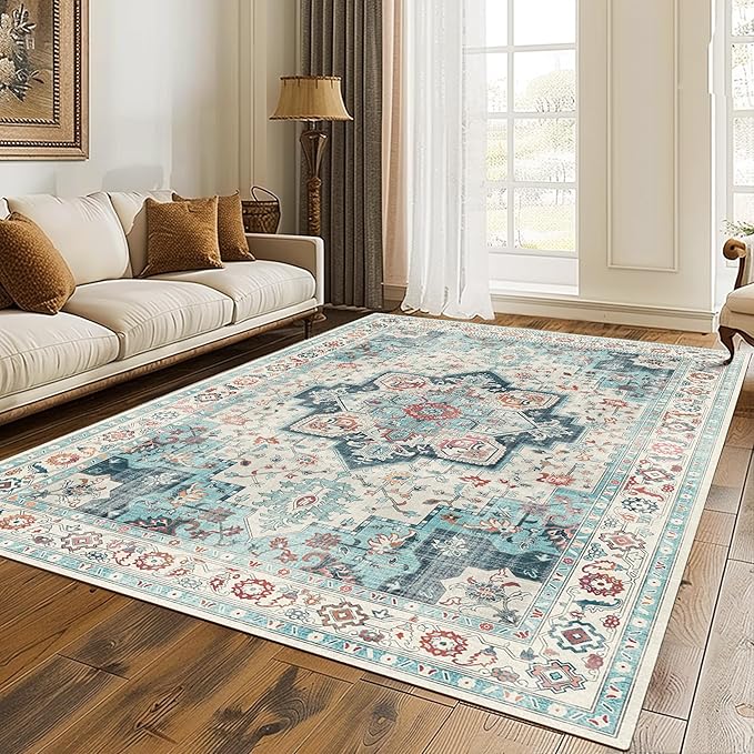 GENIMO 9x12 Area Rugs for Living Room, Machine Washable Non Slip Rugs, Low Pile - Image 10