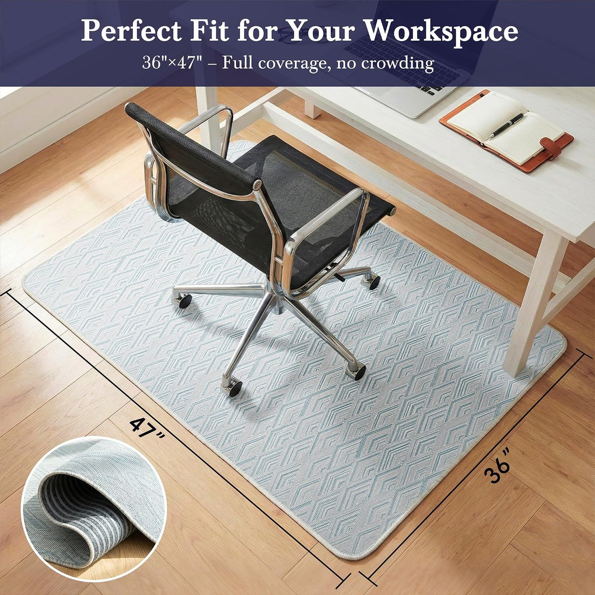 Aothia Textilene Chair Mat for Hardwood Floors - Heavy Duty Non-Slip Desk Flo...