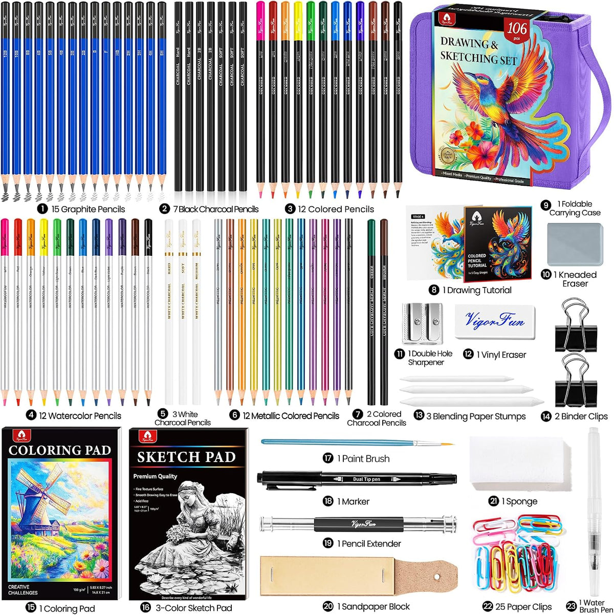 art supplies sketching kit, pro drawing pencils art shown in use