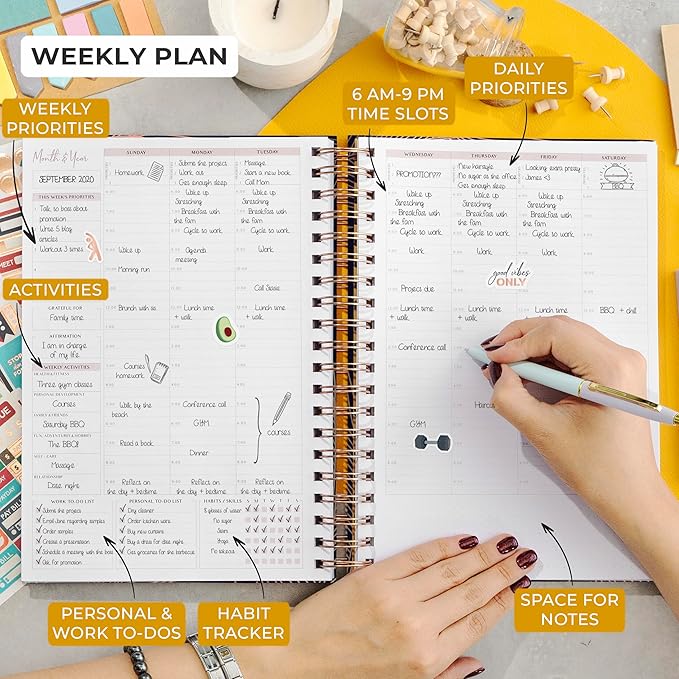 PLANBERRY Large Hourly Schedule Planner Premium – Undated Organizer - Image 3