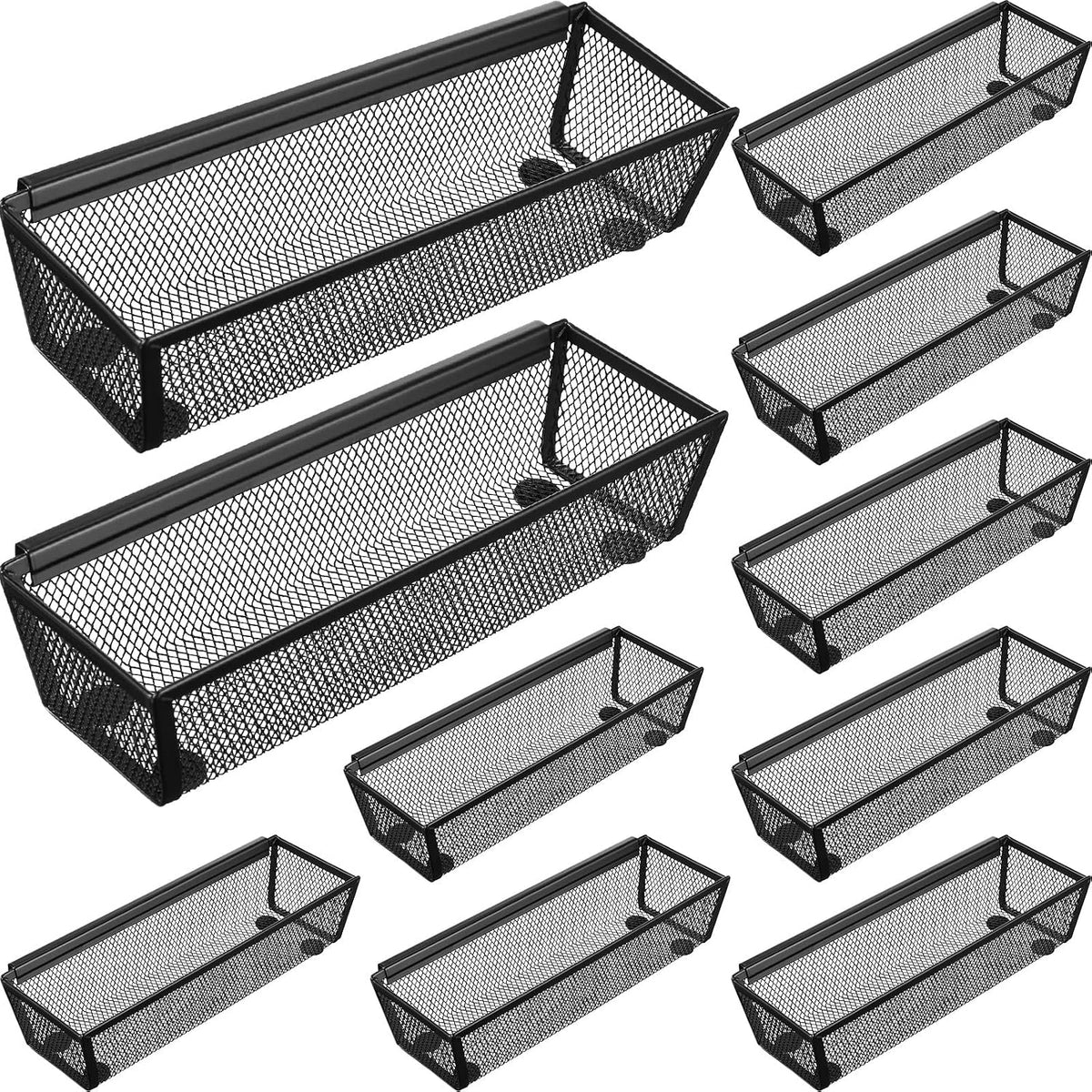 Chumia 10 Pack Silverware Drawer Organizer, 9 x 3 x 2 Inch, Black