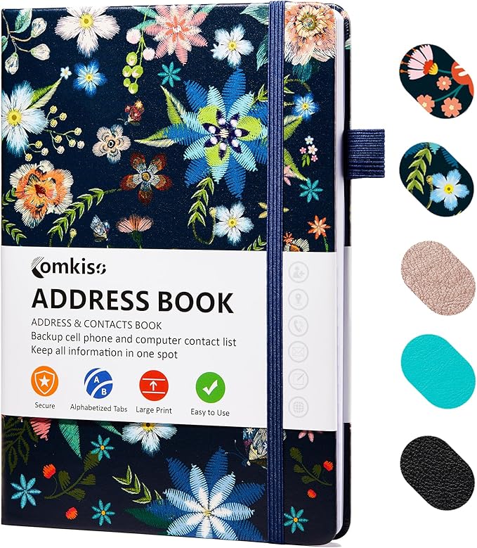 Comkiso Address Book with Individual Alphabetical Tabs Laminated, Large Print by Comkiso