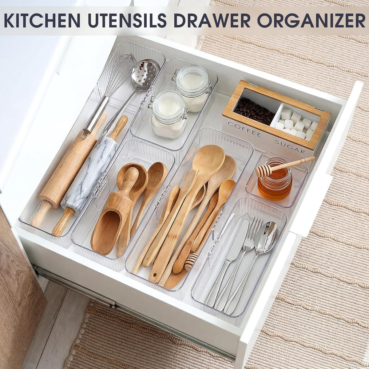 Aneco 25Pcs Extendable Drawer Organizer 4-Size Expandable Drawer Organizer