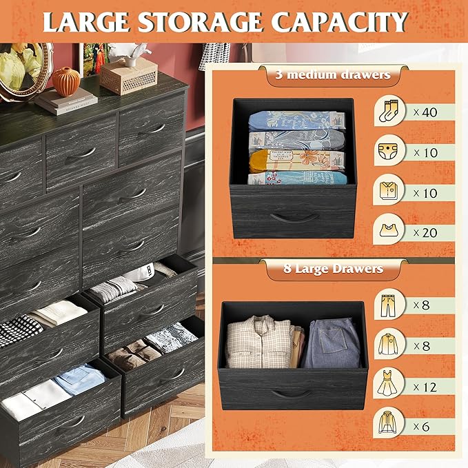 WLIVE Tall Dresser for Bedroom, Fabric Dressers Storage Tower, Dresser & Chest - Image 5