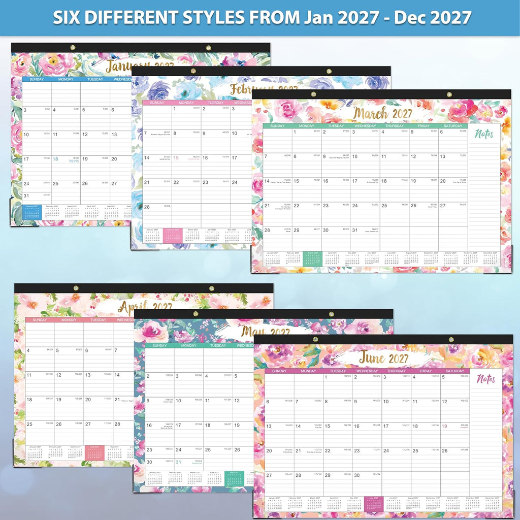 2027 Desk Calendar - Jan. 2027 - Dec. 2027, 12 Months Large Monthly Desk Calendar 2027, 17" x 12", Desk Pad, Large Ruled Blocks, To-do List & Notes