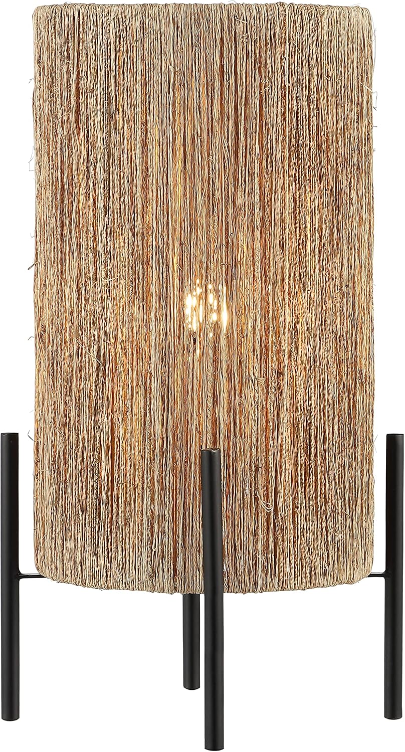 JONATHAN Y Kai Table Lamp Coastal Minimalist Rattan 16.5", Light Brown