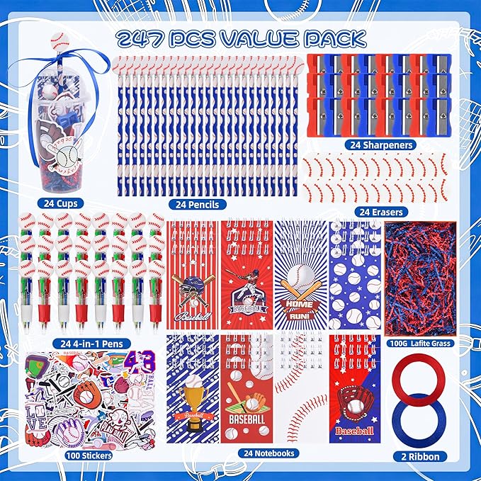 LiYiQ 247 Pcs Baseball Party Supplies Return Gifts - Image 4
