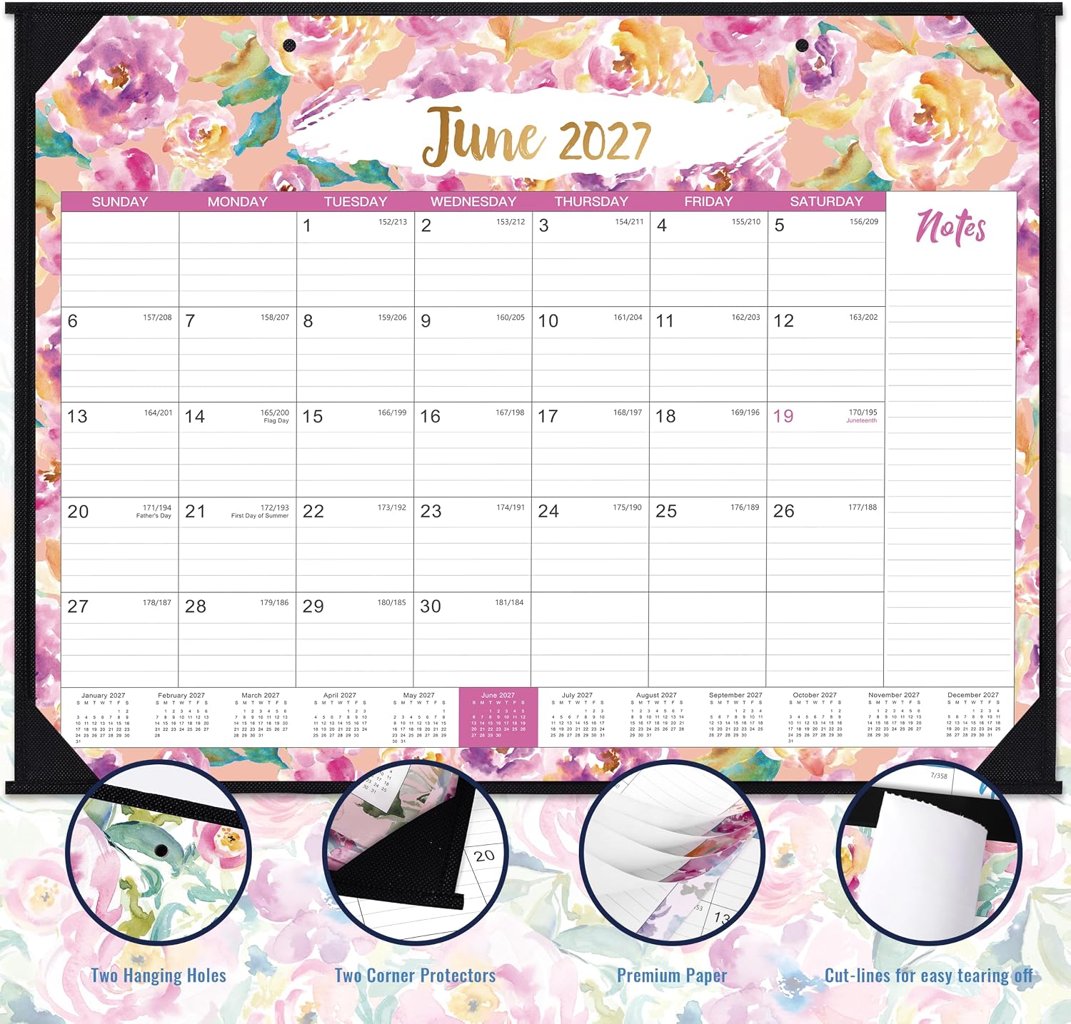 2027 Desk Calendar - Jan 2027 - Dec 2027, 12 Months Large Monthly Desk Calendar 2027, 22" x 17", Desk Pad, Large Ruled Blocks, To-do List & Notes, Best Desk/Wall Calendar for Planning and Organizing
