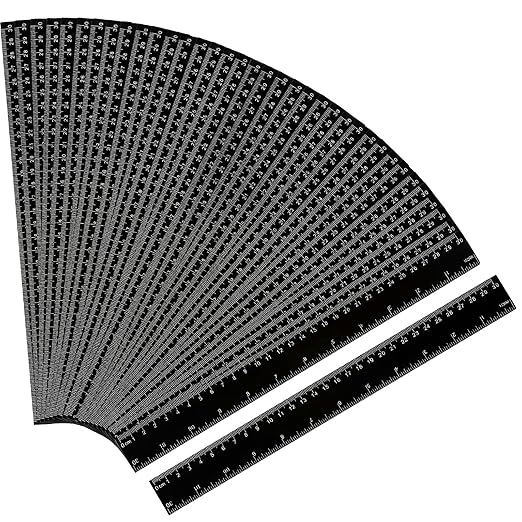 50 Pack Black Plastic Ruler, 12 Inch Standard/Metric Rulers Straight Ruler by eBoot